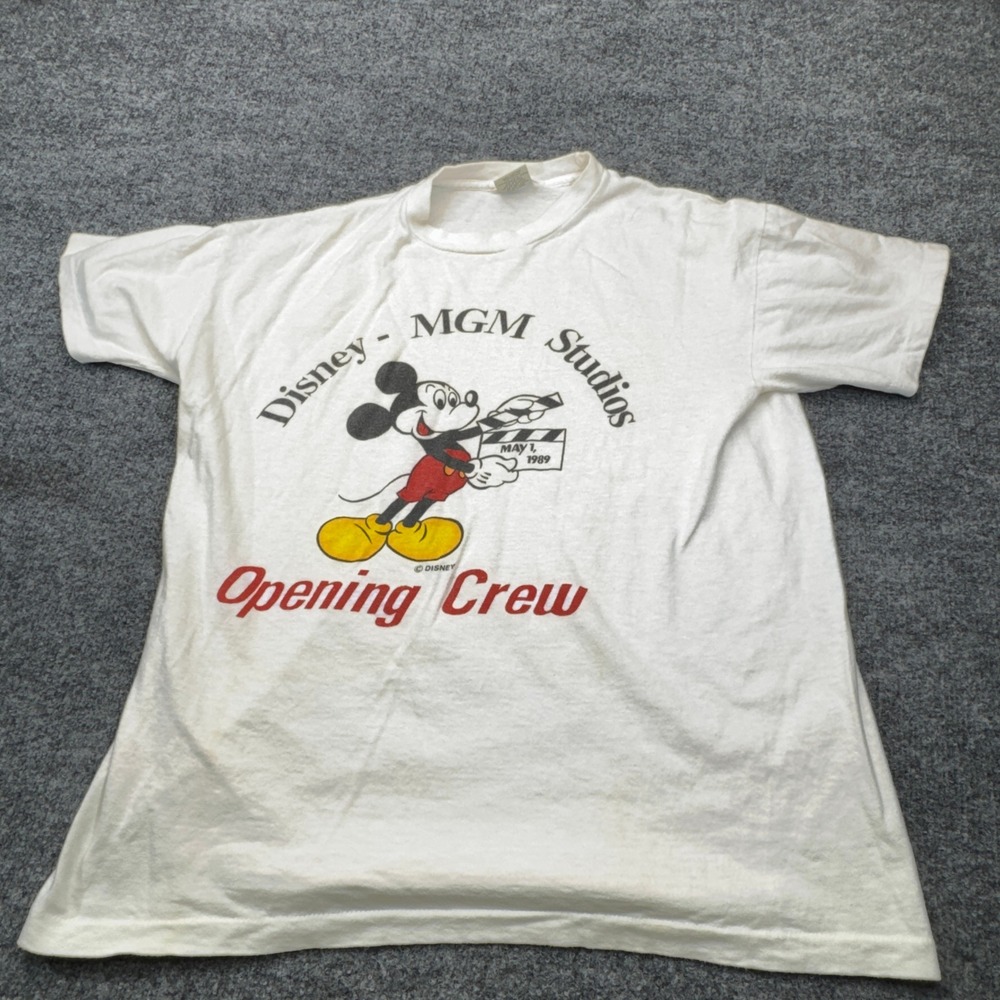 Vintage Disney MGM Studios Opening Crew Mens Large White Mickey Mouse 1989